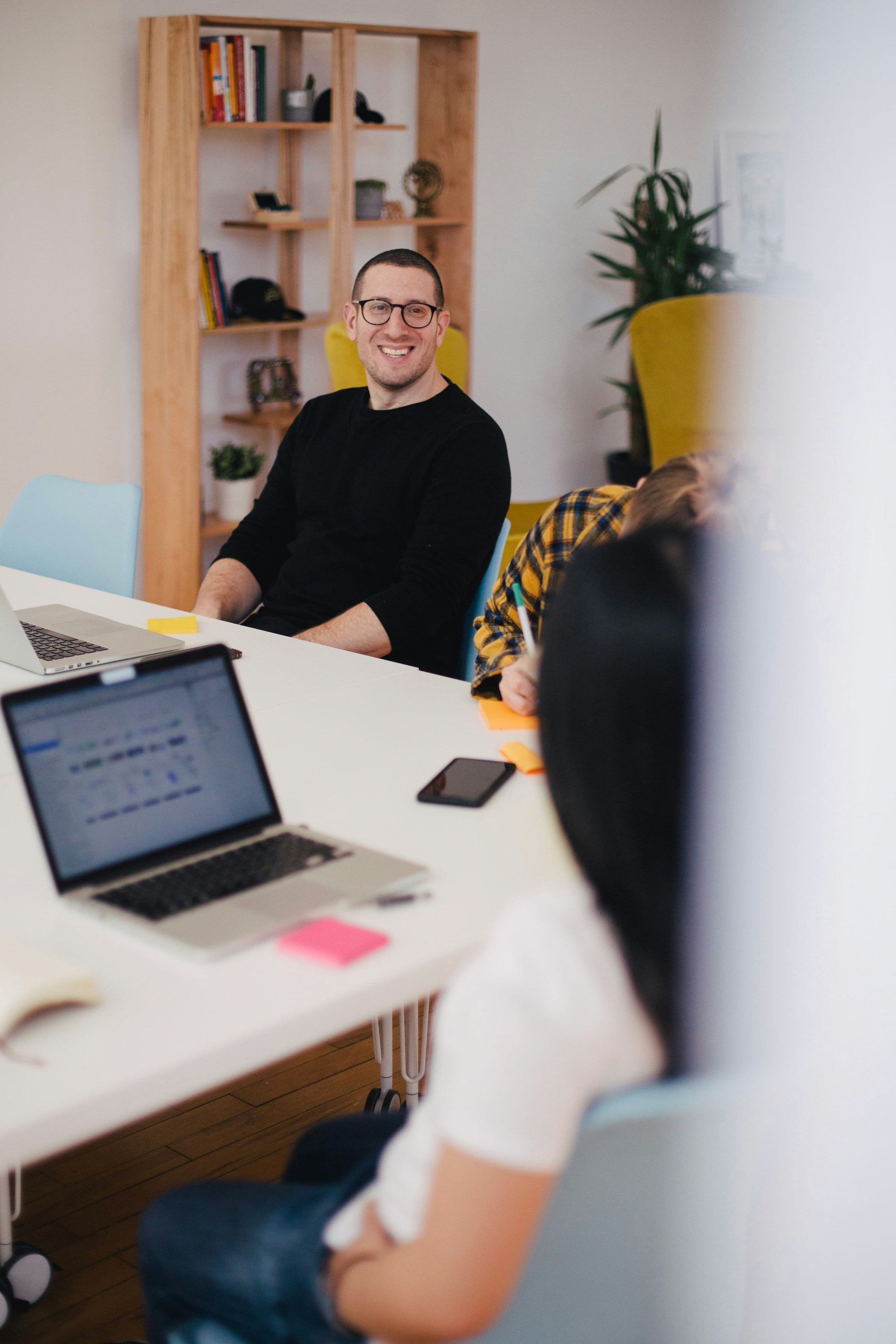 Team collaboration in a modern office